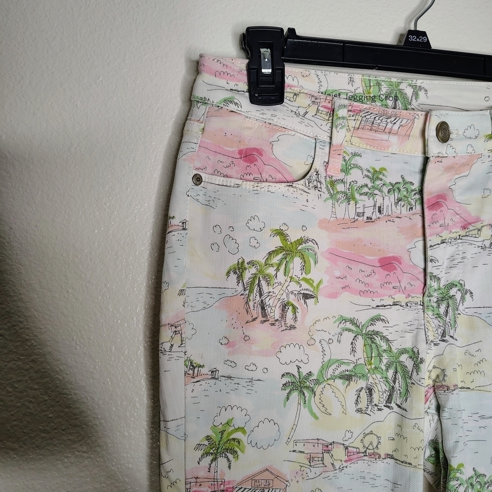 Talbots Flawless Jegging Crop - Coastal Beaches Tropical Print Women Jeans Sz 4P - Picture 6 of 13